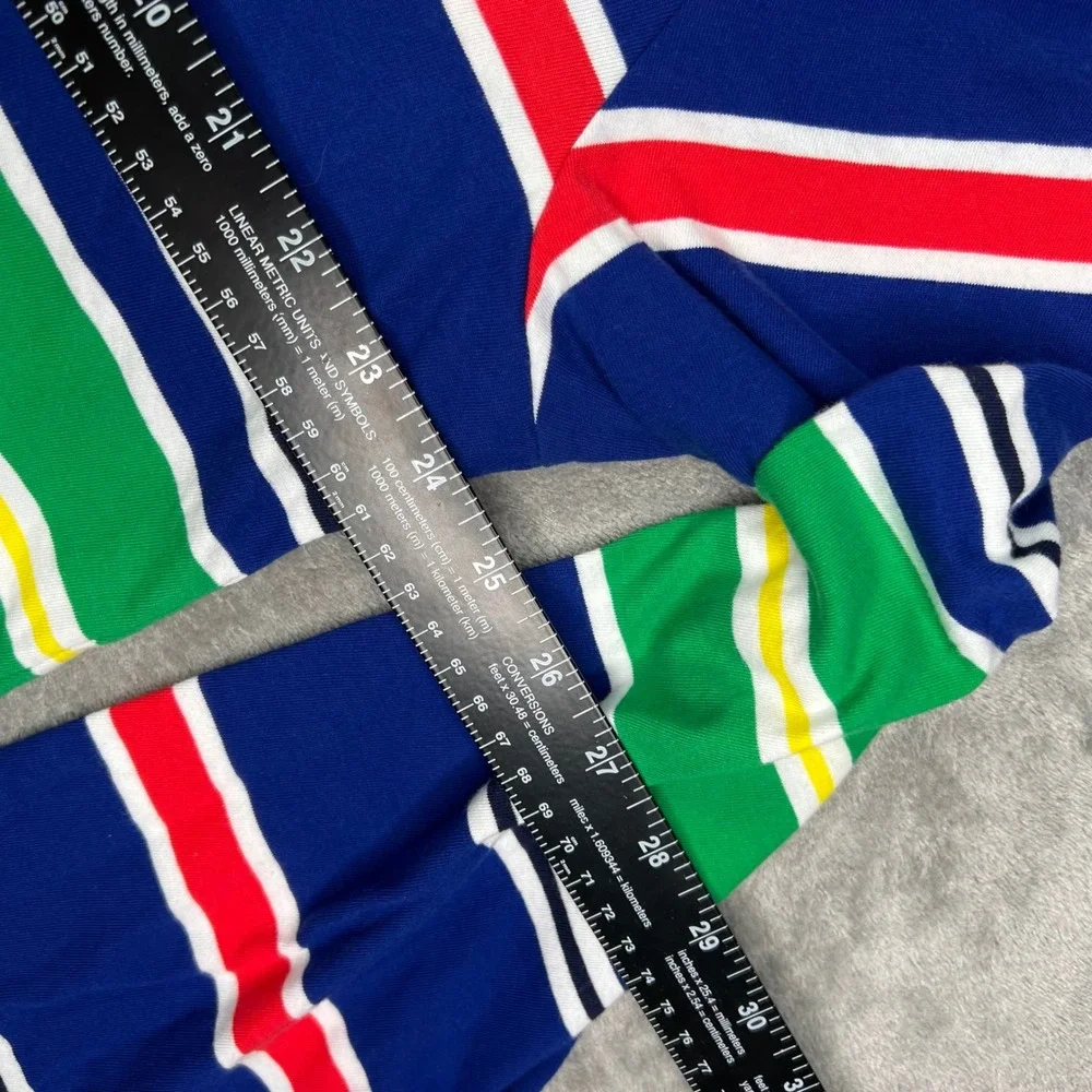 Polo Ralph Lauren Hooded T-Shirt Mens XL Blue Green Striped Long Sleeve Cotton